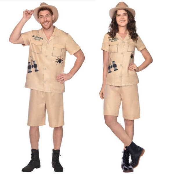 Outback Hunter Costume Includes Hat, Shirt, Shorts - Variety Of Adult Sizes  For Men And Women