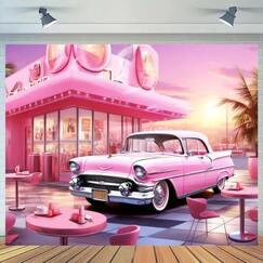 Pink Retro Diner Backdrop