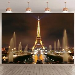 Paris Eiffel Tower Night Backdrop