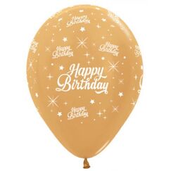 Gold Birthday Twinkling Balloons - pk6